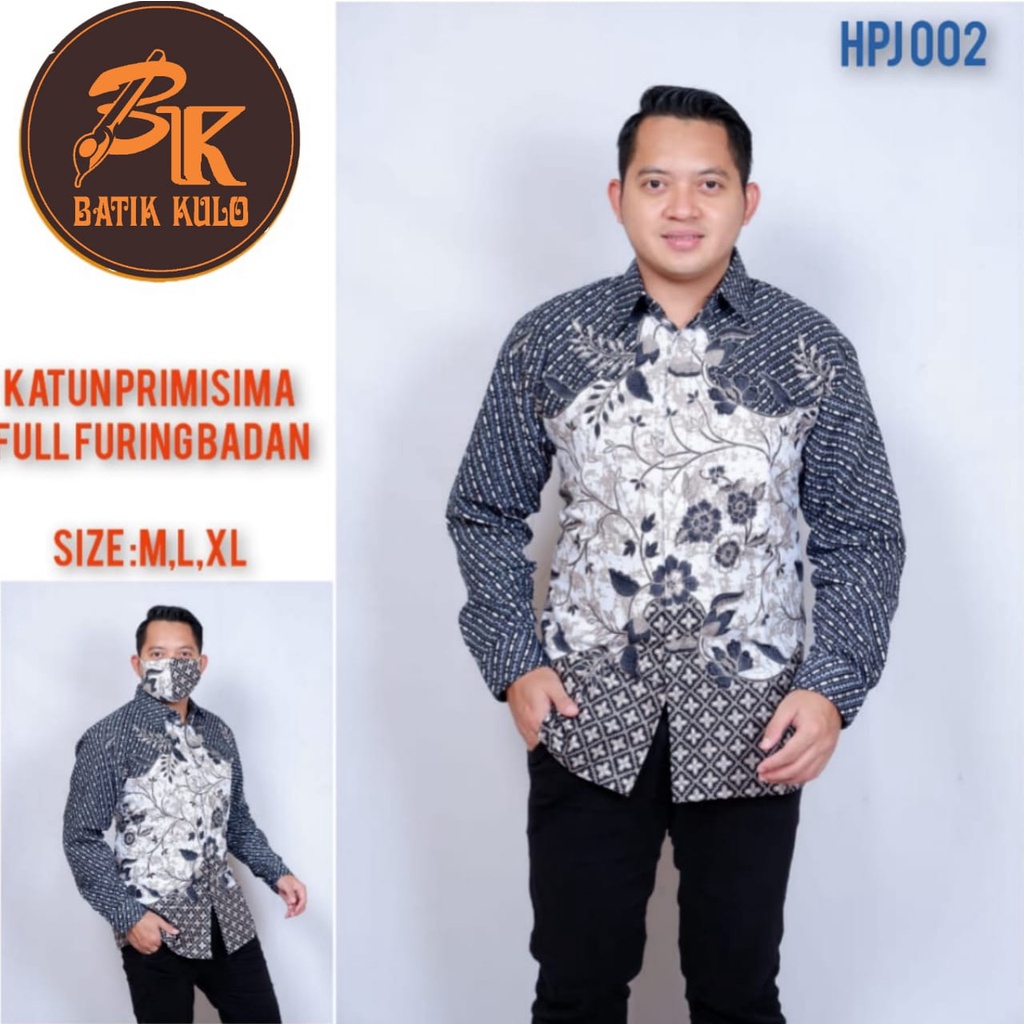 Batik pria lengan panjang HITAM ABU CREAM modern ORIGINAL BAJU PREMIUM KEKINIAN SOLO MURAH TERBARU &quot;KULO&quot;