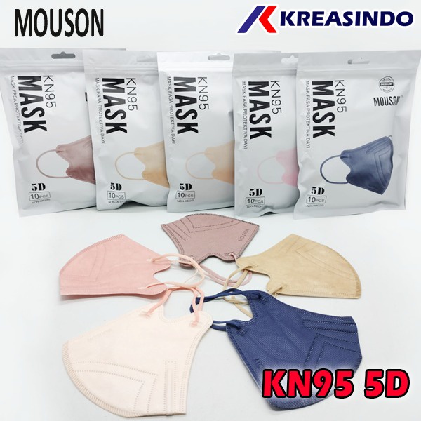 Mouson 5D / ALKINDO 5D / CCare 5D / Mouson Masker KN95 5ply 6ply Face Mask Non Medis 10 pcs