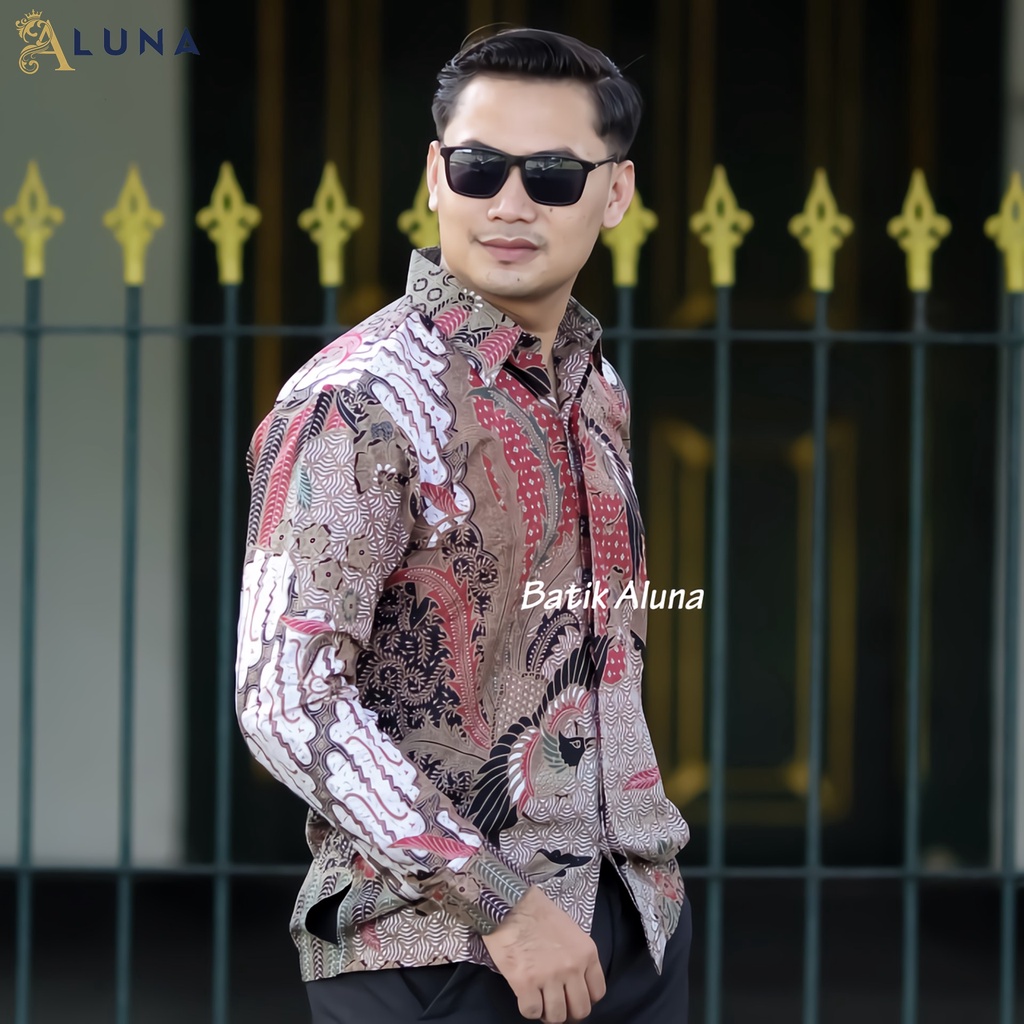 KEMEJA BATIK PRIA LENGAN PANJANG PREMIUM REGULAR KANTOR MODERN BATIK ALUNA PCW 011