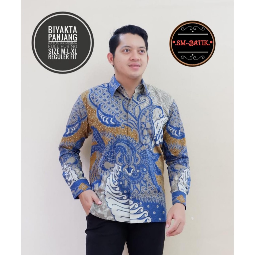 BIYAKTA SM BATIKSOLOAMANAH KEMEJA BAJU BATIK PRIA SOLO LENGAN PANJANG PENDEK LAPIS FURING ATASAN BATIK PREMIUM MODERN KATUN HALUS WIDORO KAWUNG GEDHE KLABANG IRENG WISAKA KUNING KLABANG ABANG CANDRAGUNA ADIDHARMA HARDINOTO BRATAJAYA SAUJANA PARANG BIRU