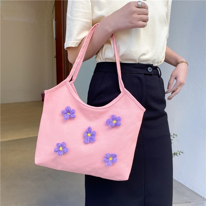 Totebag Canvas Daisy Wanita Musim Panas Gaya Korea Fashion Import/Tas/Tas Selempang