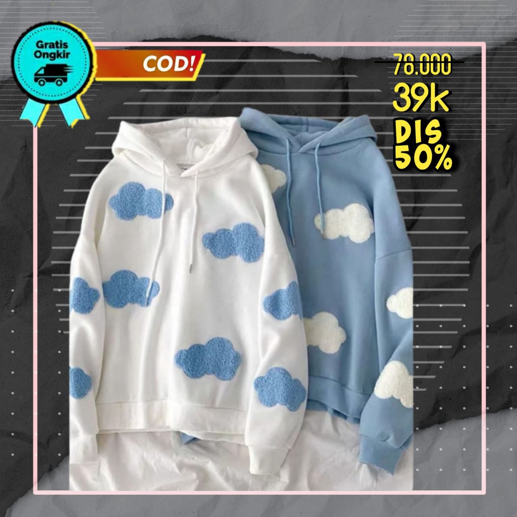 Sweater Awan Hoodie Awan Wanita Hoodie Awan Sweater Awan Biru Hoodie Awan Biru