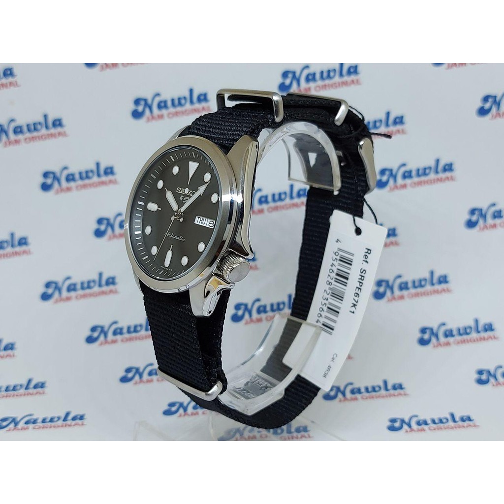 Seiko 5 Sports SRPE67K1 Automatic Black Nylon - Jam Tangan Pria SRPE67