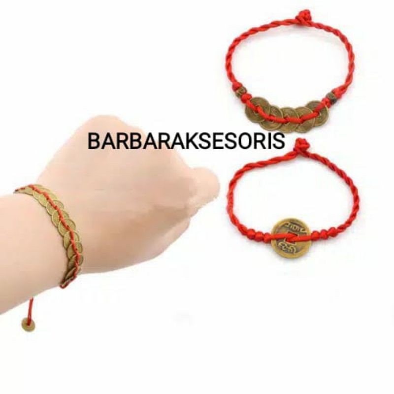 Gelang Tali Koin Kuno Gelang Keberuntungan Gelang Tangan Wanita Pria Premium Quality