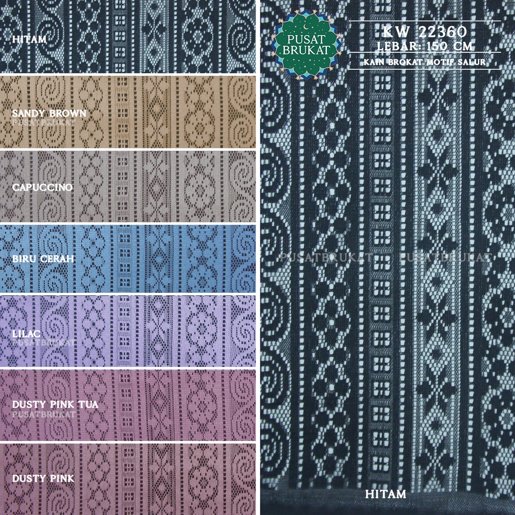 KAIN BROKAT SALUR MALIKA TRIMINGLIS MOTIF SALUR ADARA / BAHAN BRUKAT SALUR GARIS PINGGIRAN - KW 22360 [harga per 0.5m]