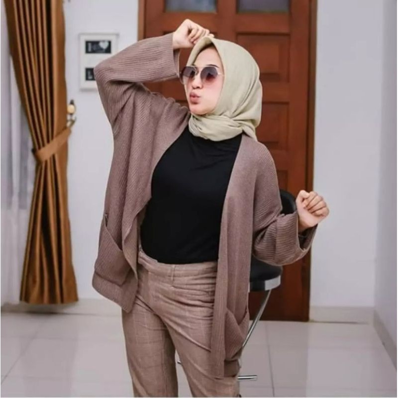 KARDIGAN RAJUT OVERSIZE JUMBO XXL 3XL 4XL PAKAIAN WANITA/ LOCY BIGSIZE-Milo/burgundy
