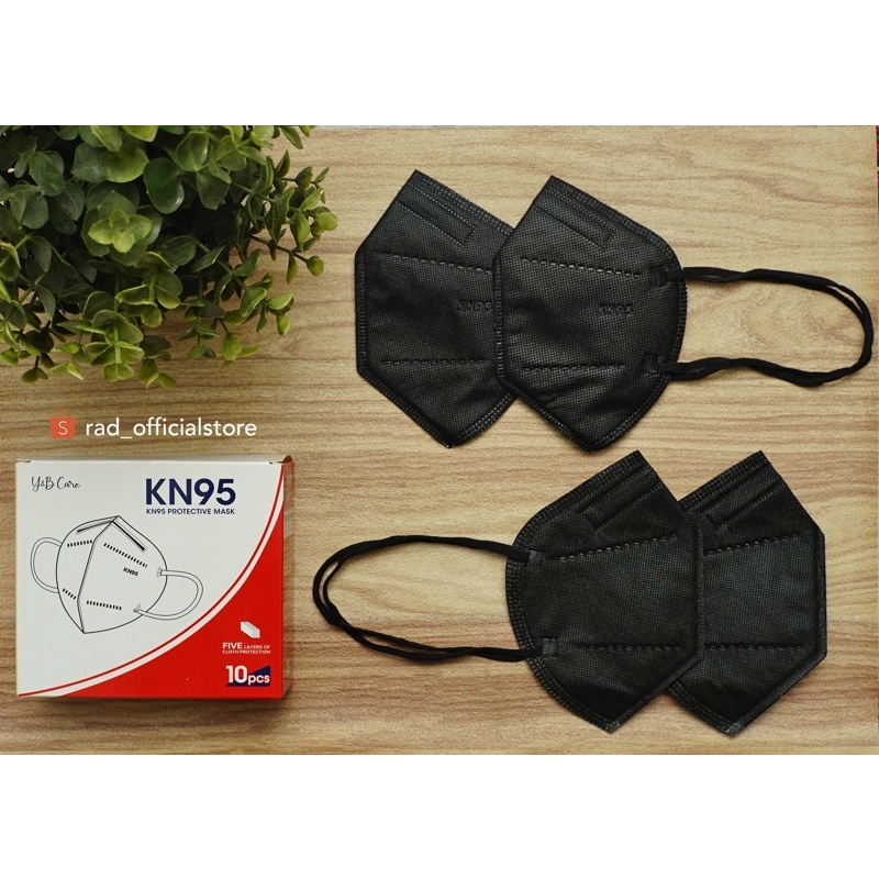Masker KN95 Hijab warna hitam isi 10 pcs - KN95 headloop hitam