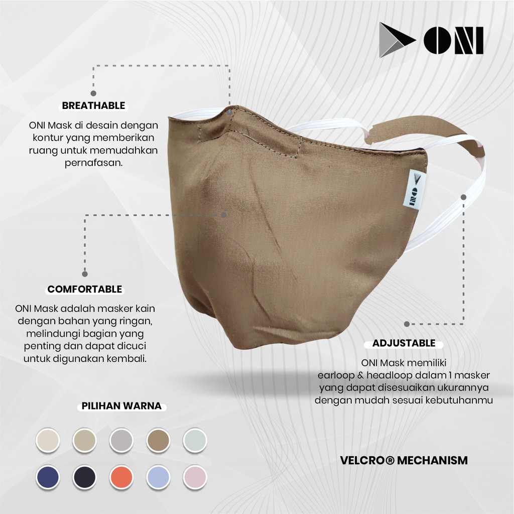 Oni Mask - Brown - Masker Hijab - Dapat Dicuci