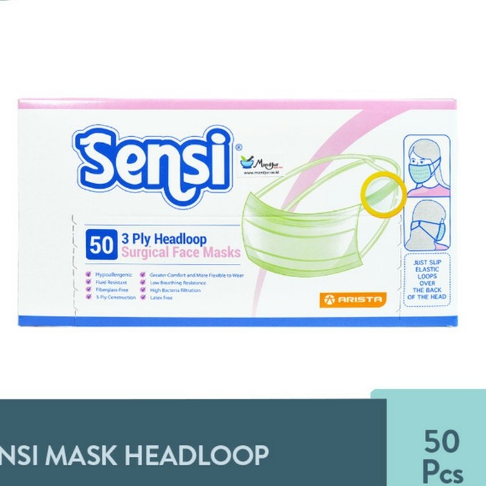 SENSI Masker 3 Ply Headloop isi 50pcs Masker Medis 3 Lapis