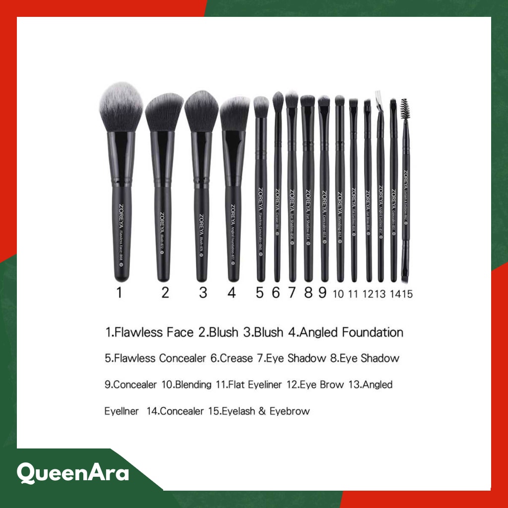 Zoreya Brush Make Up 15 Set dengan Pouch - ZZ1