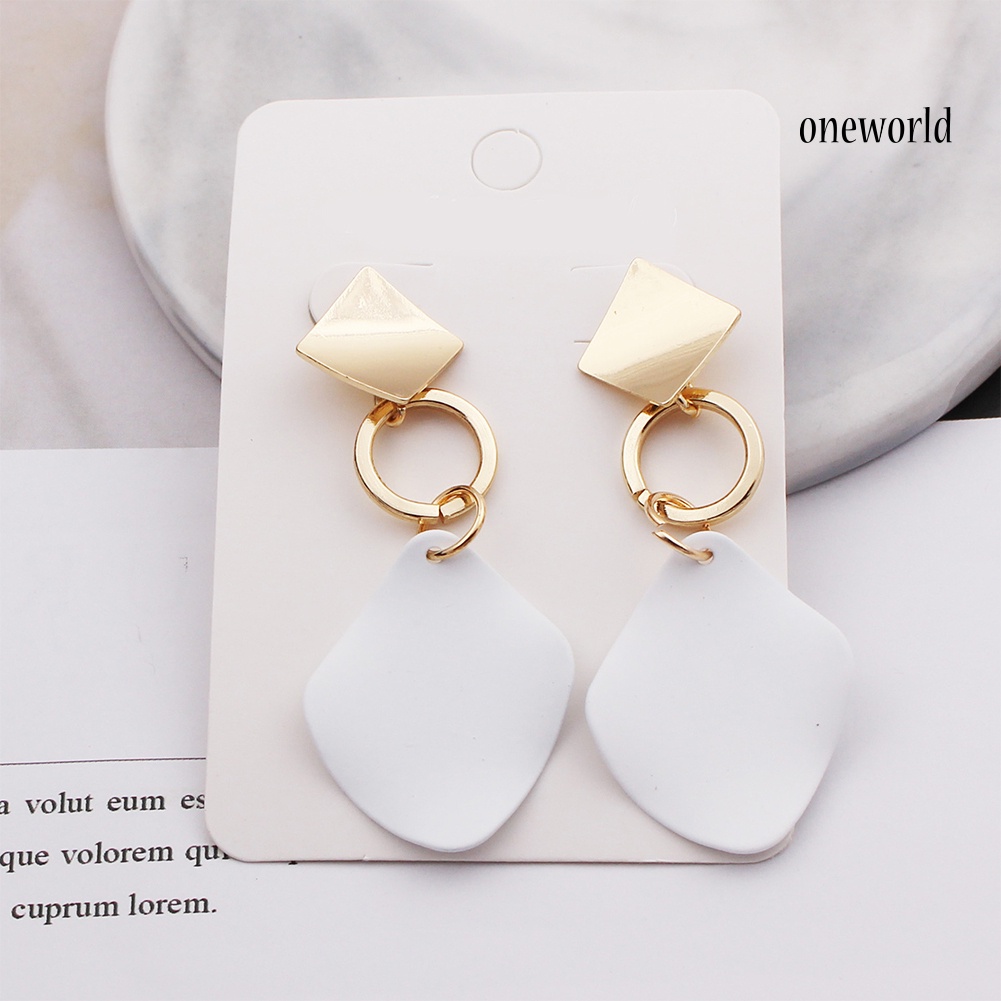 OW# 2Pairs Women Fashion Geometric Square Drop Stud Earrings Party Jewelry Gift