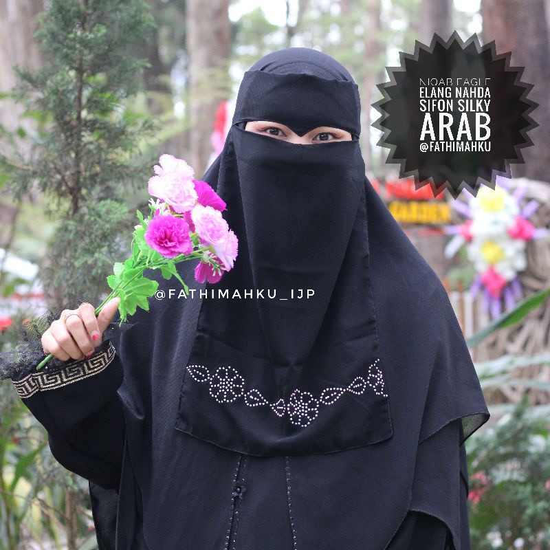 Niqab Bandana Elang Nahda Couple/Cadar Bandana Sifon silky arab Eagle/Niqob Termurah
