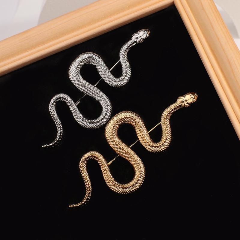 1 Pc Bros Bentuk Ular Bahan Alloy Warna Silver Untuk Kerah Kemeja Denim Topi Wanita