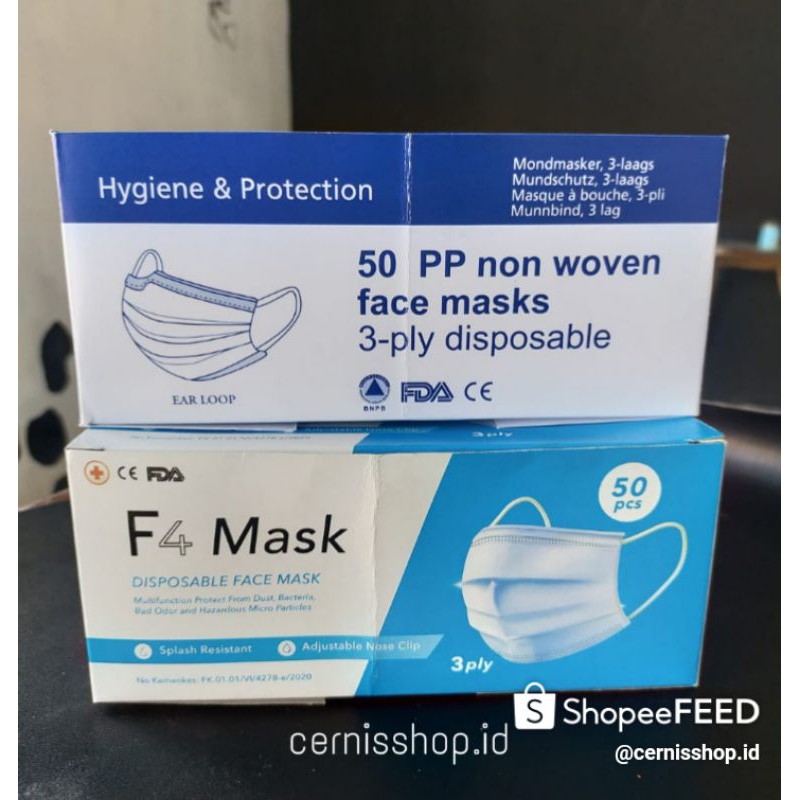 MASKER | MASKER TELINGA EARLOOP 3 Ply  ISI 50pc / Masker Medis