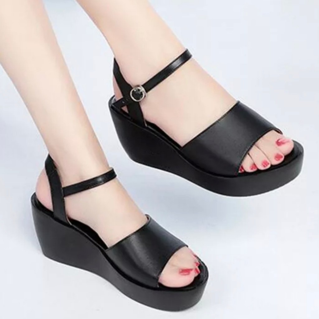 LUTTON - Sandal wedges wanita tali terlaris 2022 - SANDAL WANITA LET