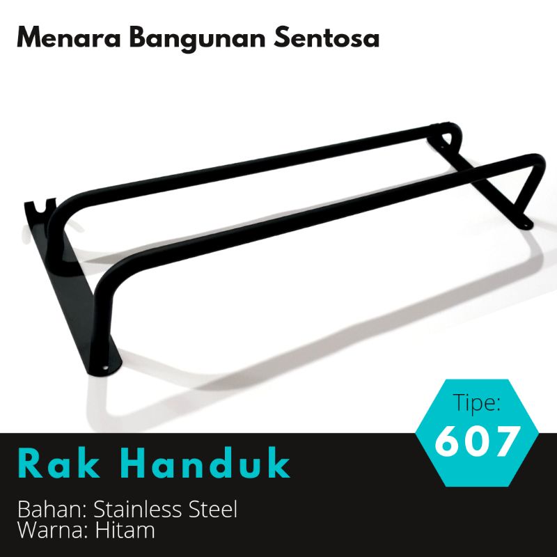 Gantungan Rak Handuk Stainless 607 Hitam - Rack Hanger Baju Kamar Mandi