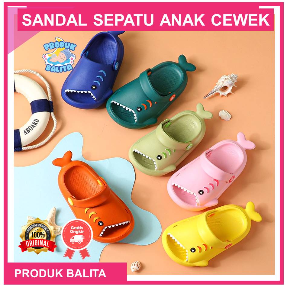 DULUX Sandal Hiu Baby Shark Sandal Anak Selop Tali belakang Ukuran 20-25 Murah