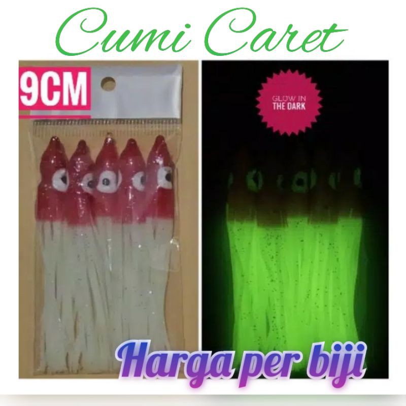 Cumi Karet Octopus Gurita Red Head Glow in the Dark