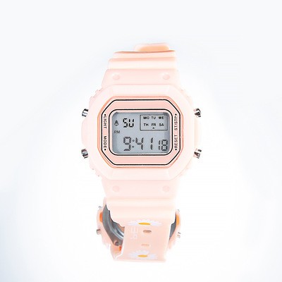 COD✔Jam Tangan Elektronik Motif Bunga Daisy Kecil Anti Air Untuk Wanita Jam Tangan Motif Bunga-pink