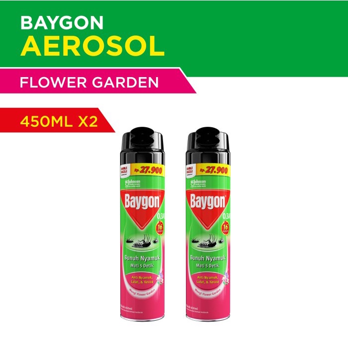 BAYGON AEROSOL FLOWER GARDEN 450ML X2