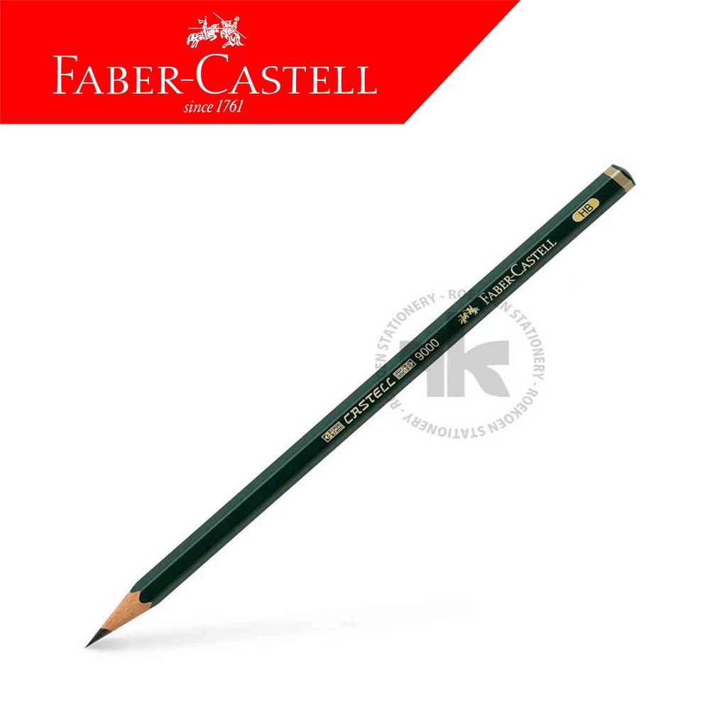 

Faber Castell 9000 Hexagonal Pensil HB Polos Hijau Strip Emas