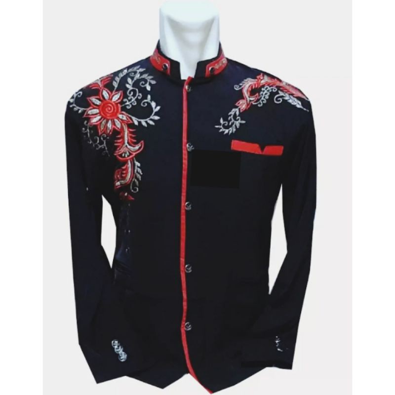 Jasko Hitam Bordir Lis Merah Busana Muslim Pria Dewasa