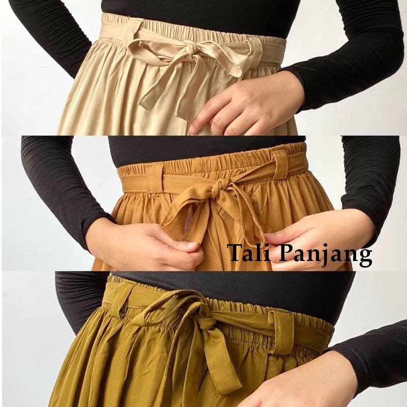 Celana Kulot Rayon Wanita Resleting Kancing Highwaist Premium