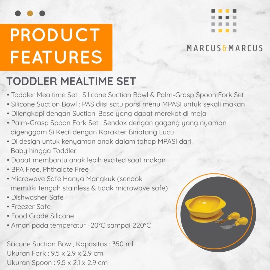 Marcus&amp;Marcus Toddler Mealtime Set - Yellow Giraffe