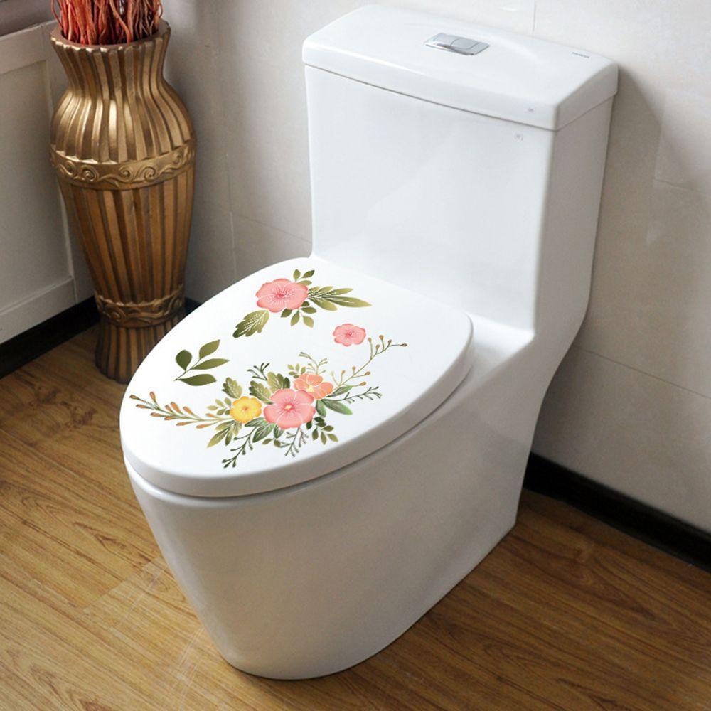 Populer Stiker Toilet Bunga Hadiah Kamar Mandi Ornamen Desain Kreatif Mural Dinding