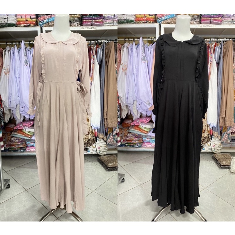 Gamis Terbaru | Long Dress Terbaru | Long Dress Collar Polos | Gamis Collar Polos