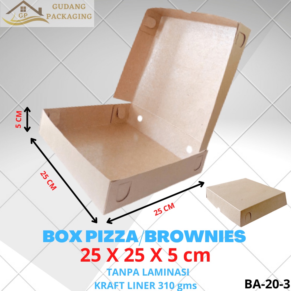 

BOX KARDUS BOX PIZZA BROWNIES BAJU PAKAIAN / KOTAK BOX PIZZA KUE BOLU 310 GMS 25x25x5 CM BA-20-03
