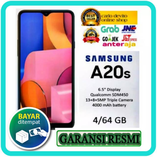 HP SAMSUNG A20S 4/64 RAM 4 MEMORI 64 GERANSI RESMI SEIN