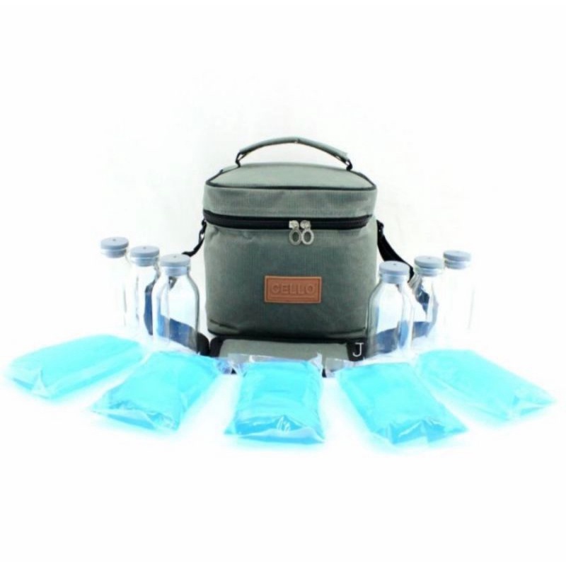 COD TAS ASI WARNA WARNI FREE 5 ICE BLUE GEL + FREE 6 BOTOL KACA ASI COOLER BAG SUPER MURAH