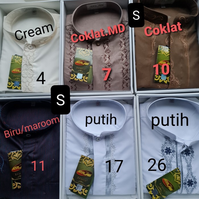 Baju koko Atlas Lengan panjang - Putih, S