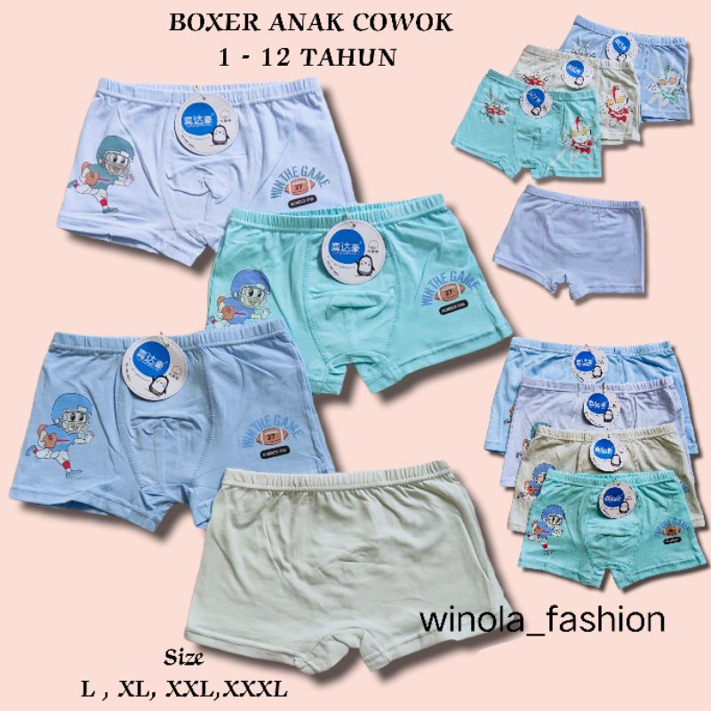 Boxer Anak Cowok/ Laki-laki 1-12 Tahun Bahan Katun Adem