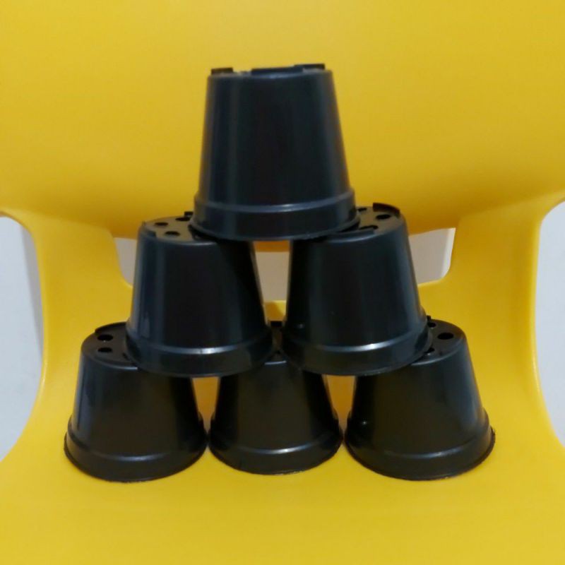 Pot Bunga GMP diameter 7 cm Hitam Mini Pot Tanaman Pot Polos Pot Kaktus Pot Bibit Pot Kecil Imut