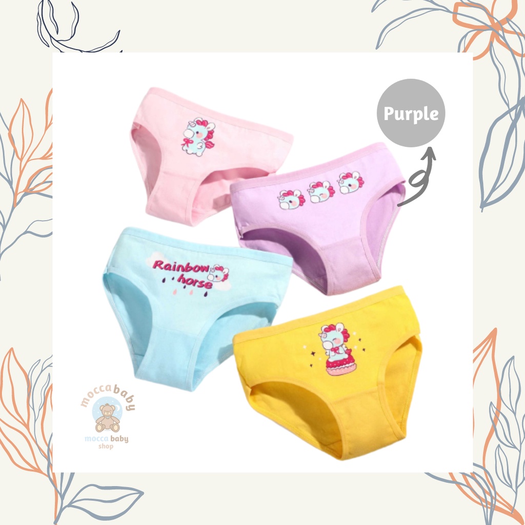 MBSS - XING DAILY CD UNICORN HORSE STG celana dalam anak perempuan bahan katun halus 2-12 Tahun