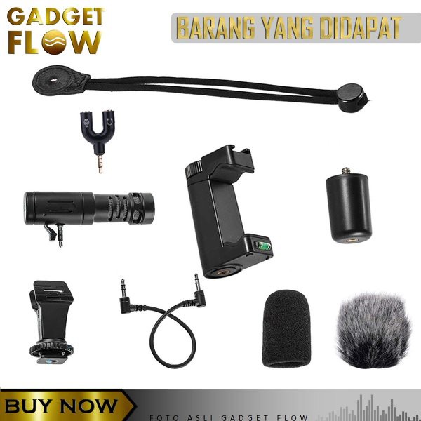 PAKET VLOG MURAH Mic Video Shotgun Grip Holder HP Smartphone MIC-06