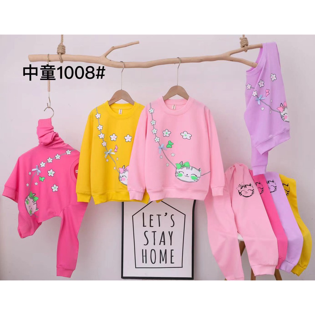 Setelan Sweater Anak Perempuan Usia 5 - 8 Tahun Motif Sablon Import Original | Stelan Switer cewek