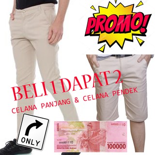  Celana  Chino  Panjang Pria Bahan Katun Stretcth Polos 