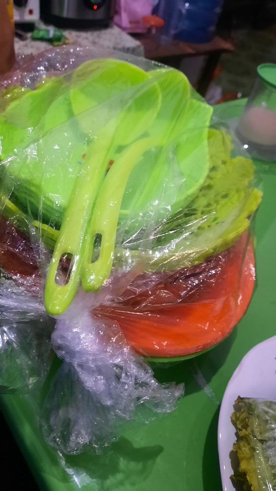 Plate / Piring Anyam Rotan Plastik Warna Motif Bunga / Lckdx Warna 22 Cm