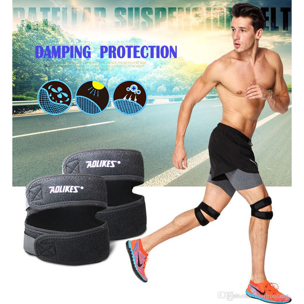 2 Pcs Aolikes 7929 Pelindung Lutut Knee Pad Patella Nyeri Lutut Bracer - Dua Buah- All Size