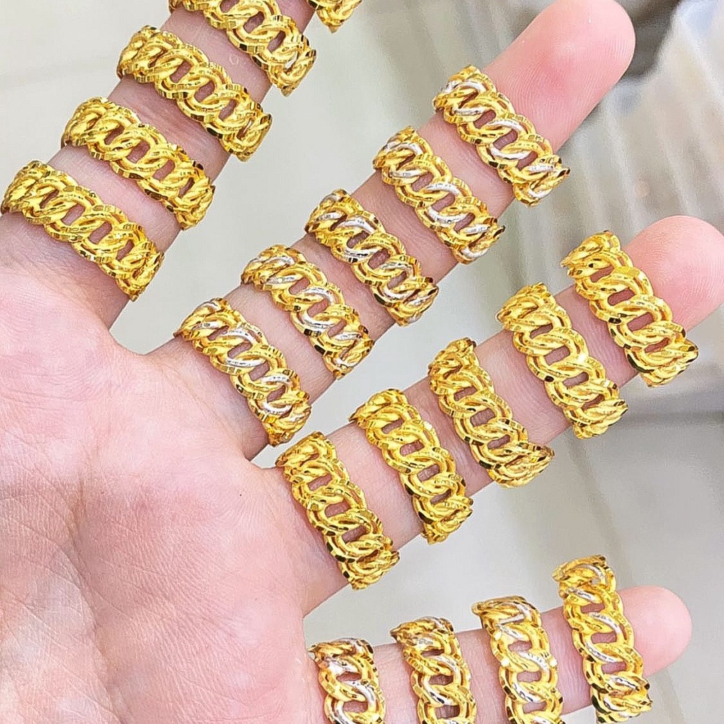 Cincin anak dan dewasa emas asli kadar 700 70 16k rantai penuh rante sisik naga coco S holo double super mix kombinasi mas putih keliling mas kuning gosok papan