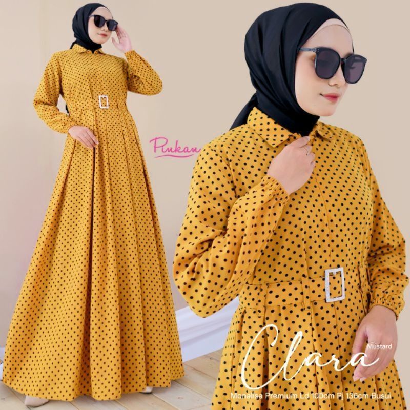 Ania Maxy 14 - LD110 Leher Kerah / Gamis Monalisa Polka Busui / Clara Maxy / R.8 - 238-5977