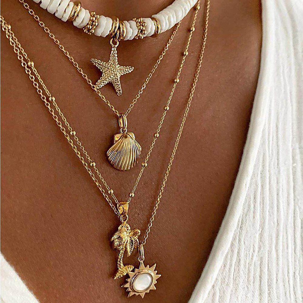 Top Shell Kalung Perhiasan Kalung Aksesoris Golden Soft Tembikar Hadiah Hari Valentine Pantai Kalung Choker Liontin Kalung