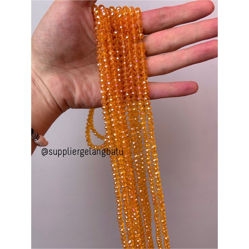 Crystal Ceko transparan 8mm ORANGE bening OREN beads manik donat bahan