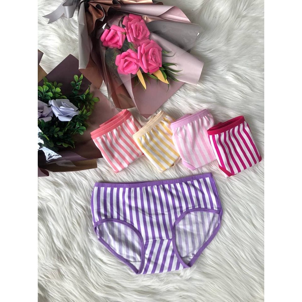 ASK Celana Dalam Wanita CD Wanita Bahan Katun Motif Salur Besar | Celana Dalam Remaja Motif Import Underwear Wanita CD56