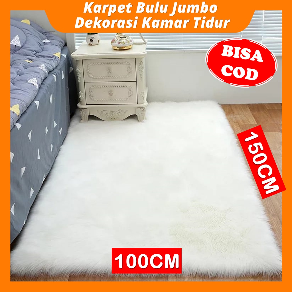 Karpet Bulu Kamar Tidur Besar Jumbo 100x150cm Murah Tikar Lantai Bahan Bulu Panjang Korea Premium