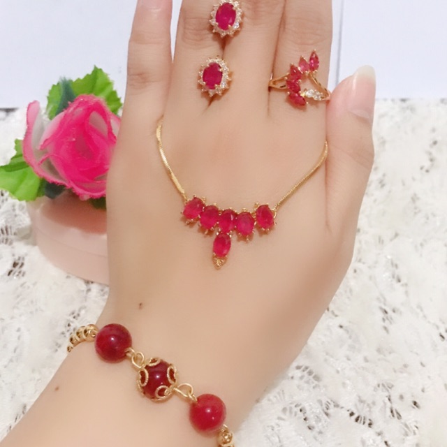 set giok permata merah giok asli