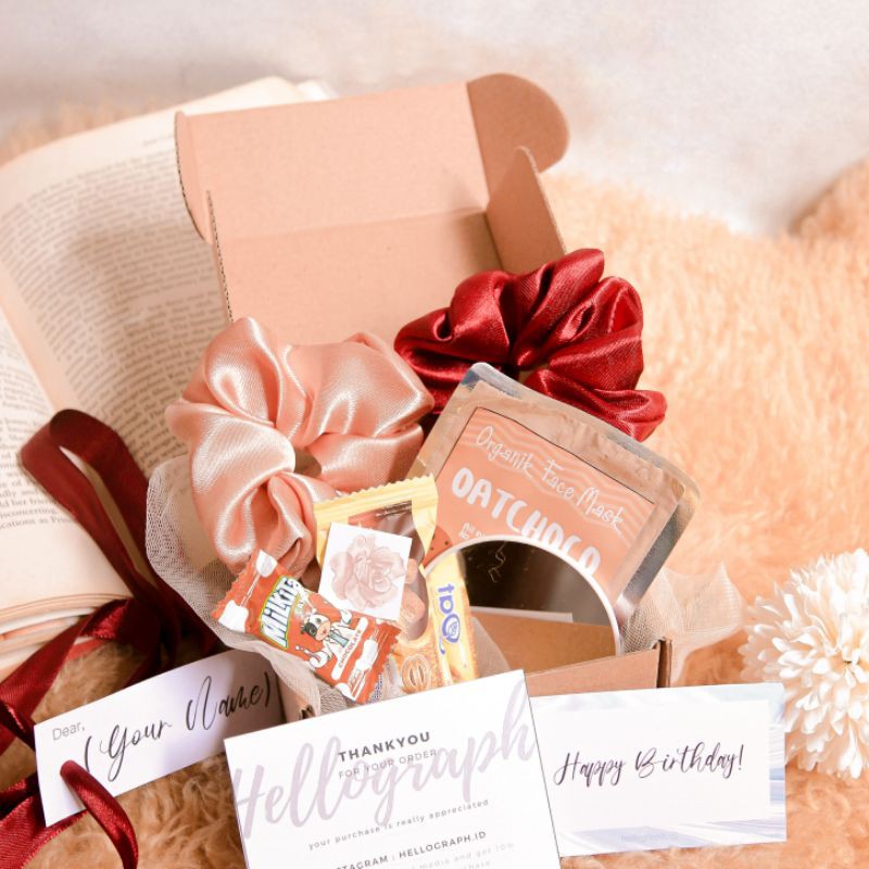 

lebaran ramadhan mini hampers , gift box , birthday set scrunchies